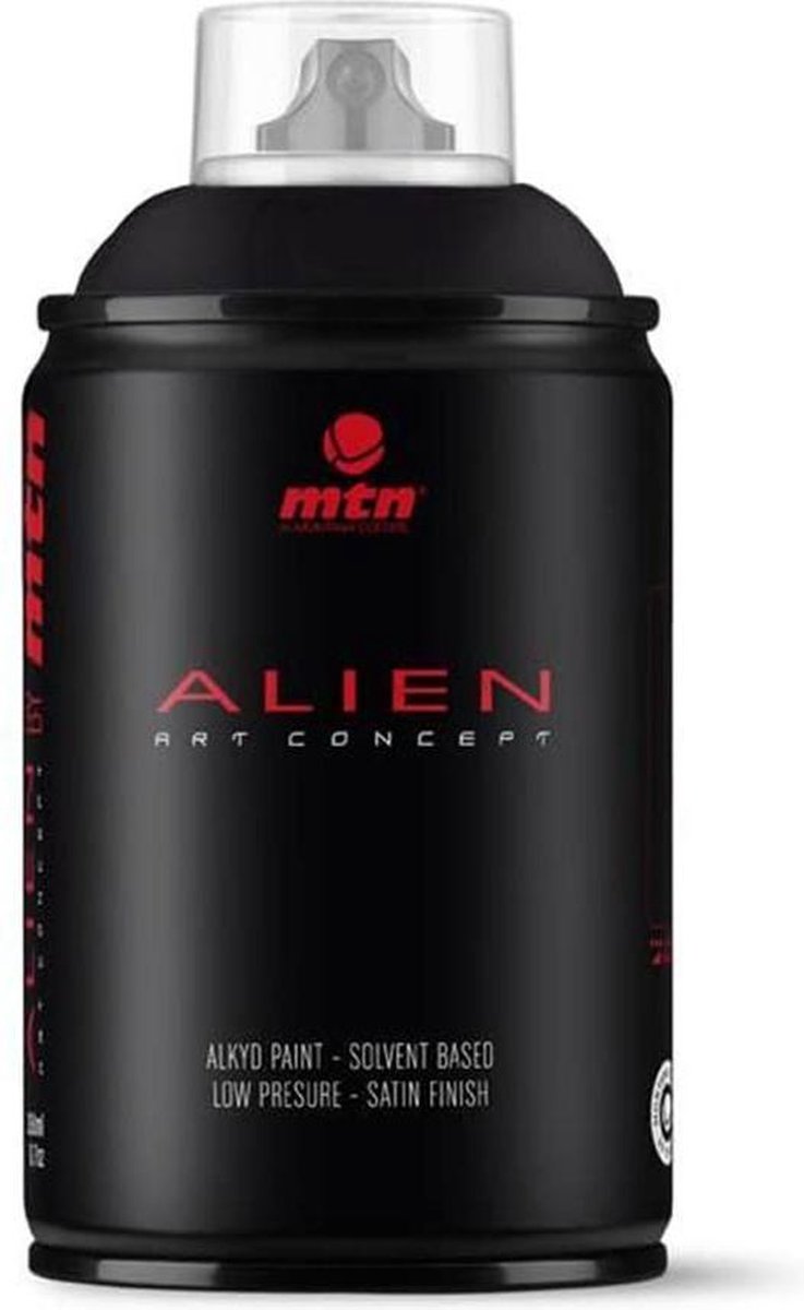 MTN Alien zwarte spuitverf 250ml lage druk en satijn afwerking- voor het preciezere spuitwerk