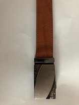 PU leren riem cognac met zilveren automatische gesp