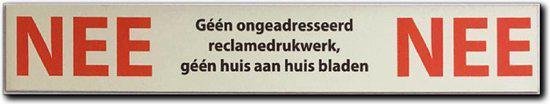 NIE NEE sticker voor brievenbus met rode tekst: Géén ongeadresseerd reclamedrukwerk, géén huis aan huis bladen.