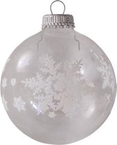 Transparante / doorzichtige Kerstballen met Witte Sneeuwvlokken 7 cm - doosje van 4 kerstballen