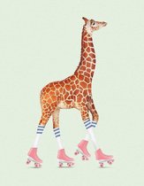 Wizard+Genius Rollerscating Giraffe Vlies Fotobehang 192x260cm 4-banen