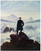 Kunstdruk Caspar David Friedrich - Der Wanderer im Nebelmeer 70x90cm