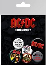 AC/DC Pin Badge Buttons (Pack of 6) (Multicoloured)