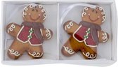 6 x Set van 2 stuks - Peperkoek mannetjes - Gingerbread mannetjes - Kerstbeeldjes - Kerst beeldjes - Kerstfiguren - Om op te hangen - Hoog = 6,5cm - 12 stuks