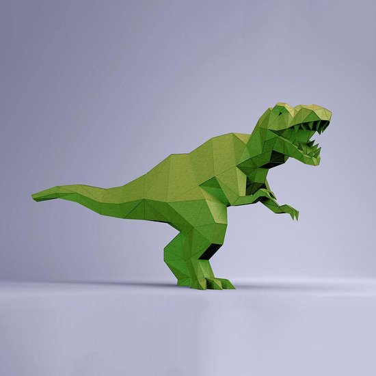 Foto: 3d papercraft kit t rex compleet knutselpakket dinosaurus met snijmat liniaal vouwbeen mesje 35 x 80 cm