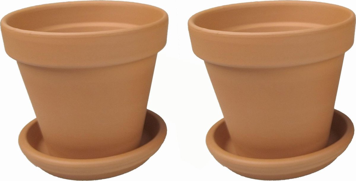 Bol Com Plantenwinkel Terracotta Bloempotten Met Schotel 23 Cm Duo