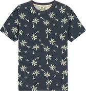 Kultivate T-shirt Ronde Hals Blue Palms Print Graphite (2001020214 - 445)