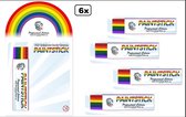 6x Regenboog-stick schmink - Rainbow thema feest festival pride party gezicht schmink
