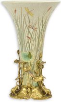 Vaas - Vaas bloemenprint klassiek - Porselein en brons - 46 cm hoog