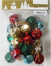 1x Gekleurde slingers met 18 gekleurde metalen klokjes/belletjes 180 cm - Kerstversiering/kerstdecoratie