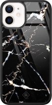 iPhone 12 mini hoesje glass - Marmer zwart | Apple iPhone 12 Mini case | Hardcase backcover zwart
