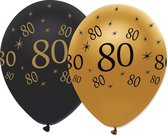 CREATIVE PARTY - 6 zwart-goud ballonnen 80 jaar