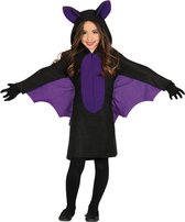 Halloween - Zwart met paars vleermuis kostuum voor meisjes - verkleedpak 122/134