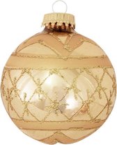 Boules de Noël dorées Ruban à paillettes dorées - boîte de 4 boules de Noël de 7 cm