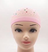Wig Cap met strass steentjes roze
