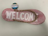 Welcome slipper roze decoratief