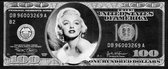 Aluminium Dollar Marilyn Monroe 120 x 50 cm op Aluminium incl. luxe ophangframe