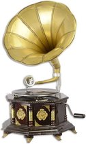 Decoratieve Grammofoon vintage - decoratief - Achthoekige platenspeler Goud - Afwerking met Messing - 68,5 cm hoog