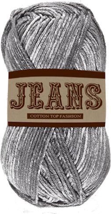 Lammy yarns Jeans gemêleerd katoen garen - grijs met wit (15) - naald 3,5 a  4mm - 5 bollen | bol.com