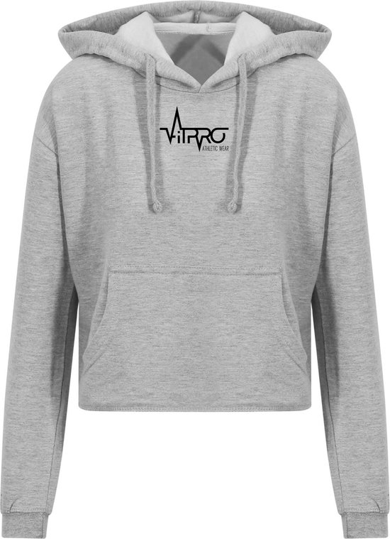 FitProWear Cropped Hoodie Dames - Grijs - Maat S  - Korte trui - Korte Hoodie - Hoodie - Trui - Sporttrui - Sportkleding - Casual Kleding - Cropped Hoodie -