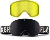 FLAKER Magnetische Skibril - Bright – Wit Frame – SMOKE Revo Spiegellens + Extra Lowlight Lens + Beschermcase