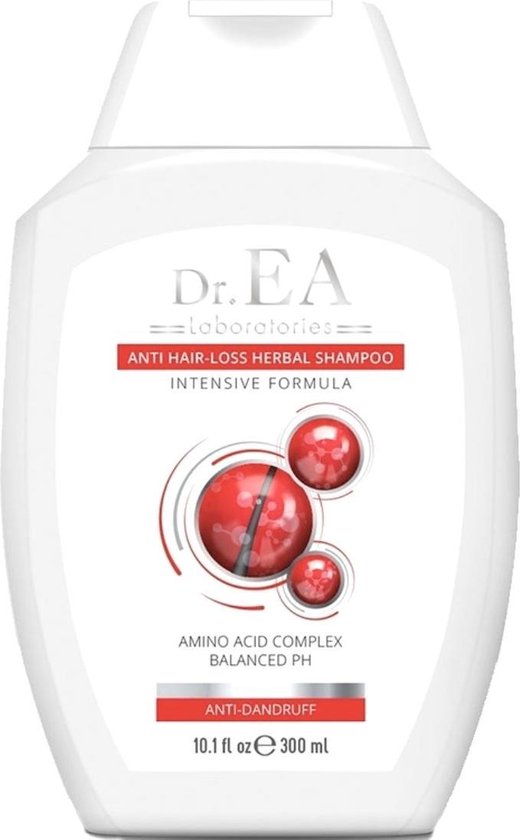 Dr EA Laboratories© | Anti Hairloss Herbal Shampoo | Kruiden Shampoo tegen Haaruitval | Anti Dandruff | Natuurlijke Ingredienten | Alle Haartypes | Dermatologisch Getest | voor Haarverlies en Dun Haar | Transparant | Fles | 300 ML