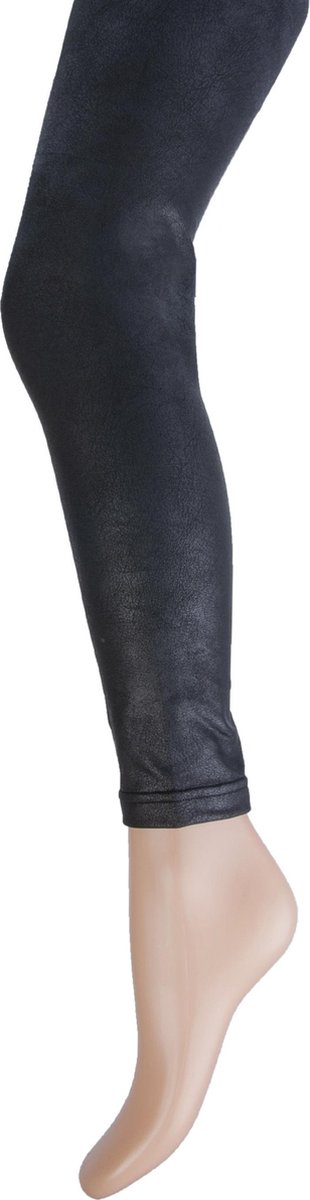 Marianne Leatherlook Legging Craquele Met Fleece Zwart S/M