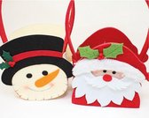 Set van 2 vilten zakjes XXL kerstmis - Kerstman - Sneeuwpop - 15 x 9 x 27 - Kerstzakje - Cadeauzakje - Inpakzakje - Geschenktasje