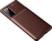 Samsung Galaxy S20 FE Hoesje Geborsteld Carbon Back Cover Bruin