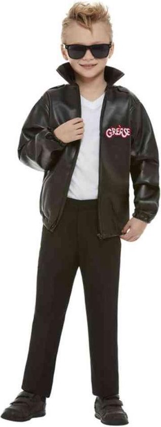 Smiffys Kinder Kostuum -Kids tm 14 jaar- Grease T-Birds Jacket Zwart
