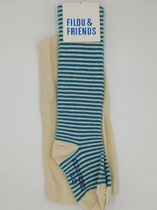 Filou & Friends maillot / kousenbroek gestreept beige / blauw 21/22