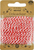 Meyco Decoratie Touw Rood-Wit Ø2mm x 25m|Bakkerstouw|Katoenkoord