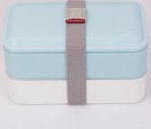 Bento box - Japanse lunchtrommel - lichtblauw - Lunchbox met stokjes en lepel