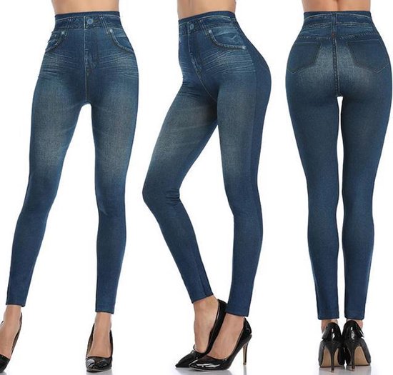 Hoge taille Jeans legging met Slim Fit - Maat S/M - Blauw | bol.com