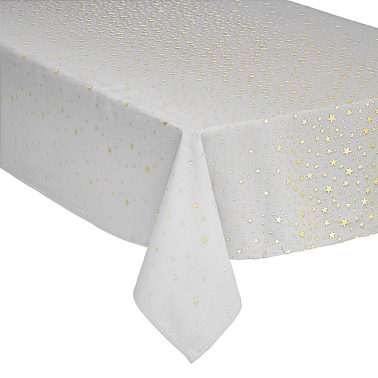 geboorte Naar boven Specifiek DELUXE tafelkleed kerst katoen - wit met gouden sterren - 140 x 240 cm -  Katoen -... | bol.com