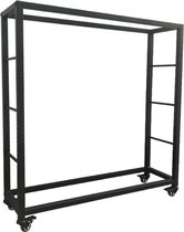en.casa] Brandhout rek houtopslag Täby 60x25x150 cm zwart