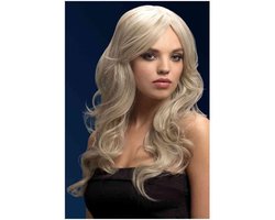Beach Waves pruik witblond, zijscheiding - Carnaval Kostuum Pruik