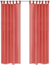 Gordijnen rood 140 x 175 (Incl LW anti kras vilt) - gordijn raambekleding - gordijnen kant en klaar met haakjes ringen - gordijnen met ringen