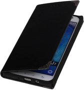 TPU Map Booktype Wallet Case Hoesjes voor Galaxy J7 Zwart