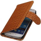 Mobieletelefoonhoesje.nl - Samsung Galaxy S5 Mini Hoesje Slang Bookstyle Bruin