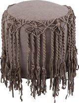 J-Line Poef Pouf Macrame Katoen Taupe