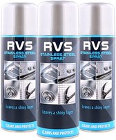 Fiets-0-Fit - 3 x RVS reiniger spray | roestvrijstaal reiniger | oven en kookplaat | 3 x 400 ml spuitbus