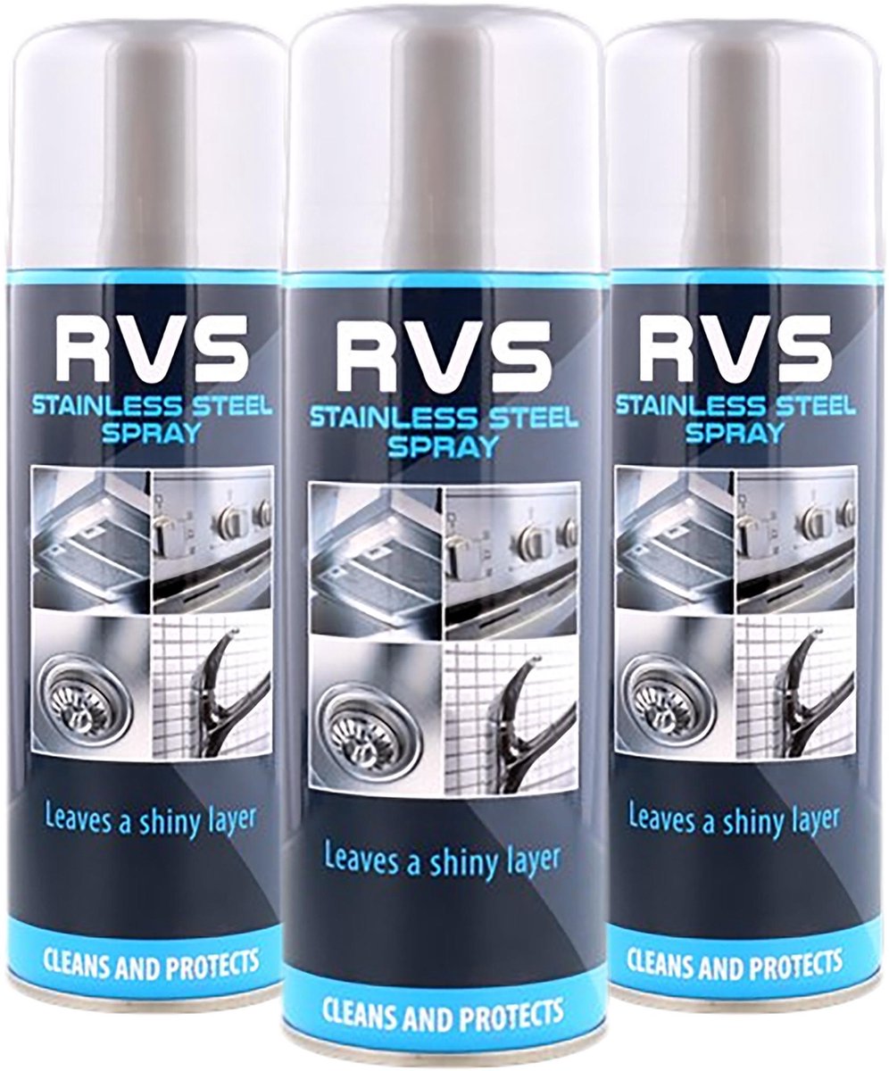 Fiets-0-Fit - 3 x RVS reiniger spray | roestvrijstaal reiniger | oven en  kookplaat | 3... | bol.com