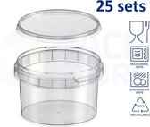 25 x plastic bakjes met deksel - 280 ml - ø95mm - vershoudbakjes - meal prep bakjes - transparant - geschikt voor diepvries, magnetron en vaatwasser - Nederlandse producent