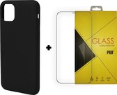 iPhone 12 Pro Max Hoesje - Zwart - Tempered Glass Screenprotector 9H  & Siliconen Backcover Case