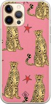 iPhone 12 Pro hoesje siliconen - The pink leopard | Apple iPhone 12 Pro case | TPU backcover transparant