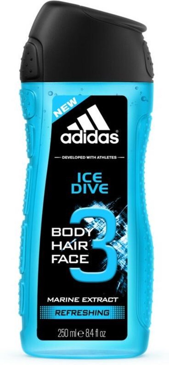 Adidas Ice Dive Douchegel - body, hair & face showergel - Voordeelverpakking 6 x 250 ml + 50 ml Extra