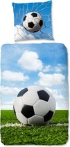 Warme Kinder Flanel Eenpersoons Dekbedovertrek Soccer | 140x200/220 | Hoogwaardig En Zacht | Ideaal Tegen De Kou