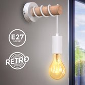 B.K.Licht - Landelijke Wandlamp - voor binnen - industriele - witte - houten wandlamp - netstroom - met 1 lichtpunt - slaapkamer - bedlamp - E27 fitting - excl. lichtbron