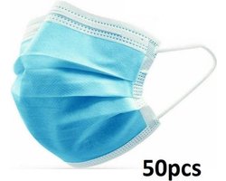 Mondmasker 3 laags blauw, 50 stuks